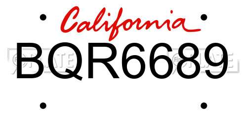 BQR6689 California License Plate
