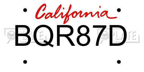BQR87D California License Plate