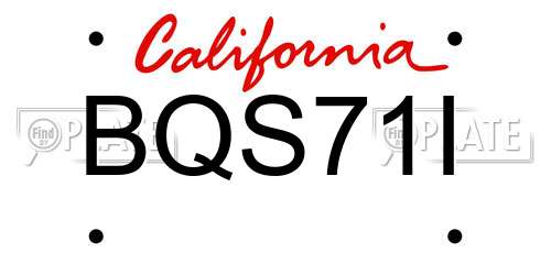 BQS71I California License Plate