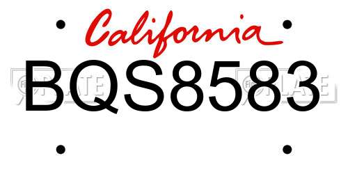 BQS8583 California License Plate