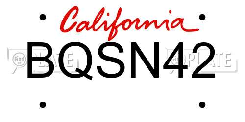 BQSN42 California License Plate