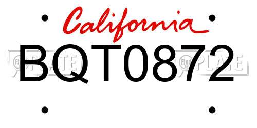 BQT0872 California License Plate