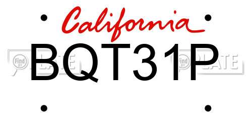 BQT31P California License Plate
