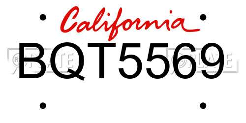 BQT5569 California License Plate