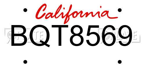 BQT8569 California License Plate
