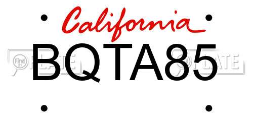 BQTA85 California License Plate