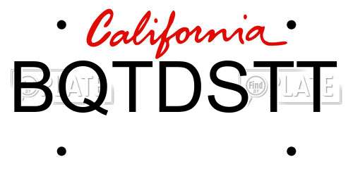 BQTDSTT California License Plate