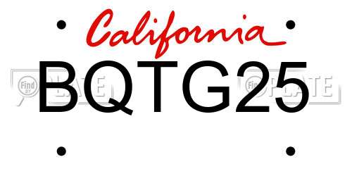 BQTG25 California License Plate