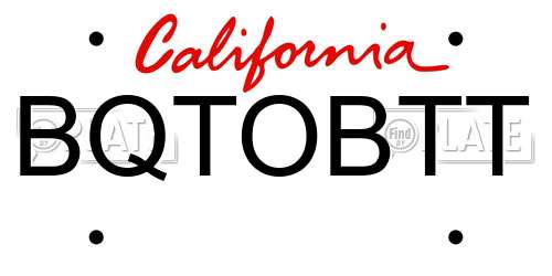BQTOBTT California License Plate