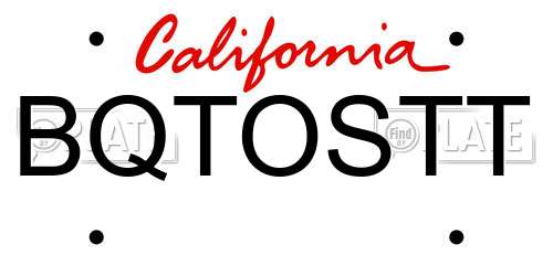 BQTOSTT California License Plate