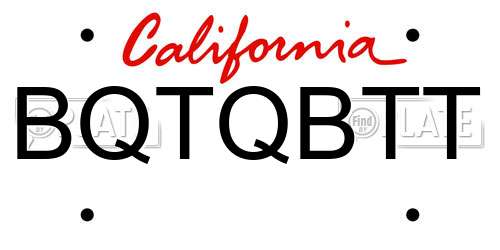 BQTQBTT California License Plate