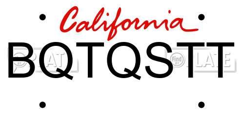 BQTQSTT California License Plate