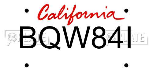 BQW84I California License Plate