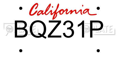 BQZ31P California License Plate