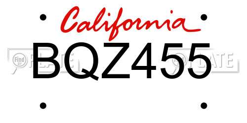 BQZ455 California License Plate