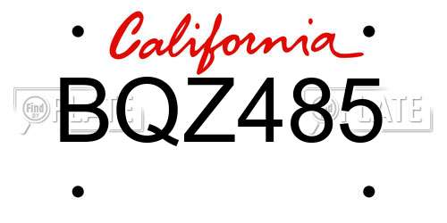 BQZ485 California License Plate