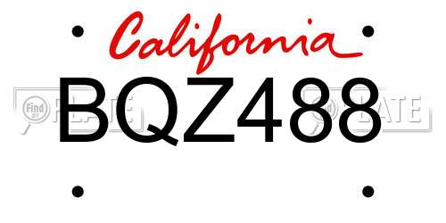 BQZ488 California License Plate