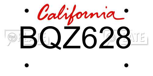 BQZ628 California License Plate