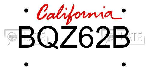 BQZ62B California License Plate