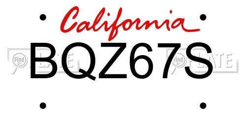 BQZ67S California License Plate