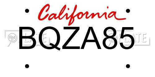 BQZA85 California License Plate