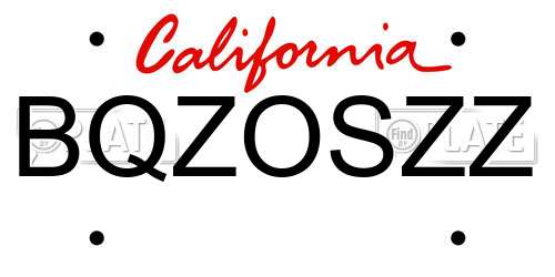 BQZOSZZ California License Plate