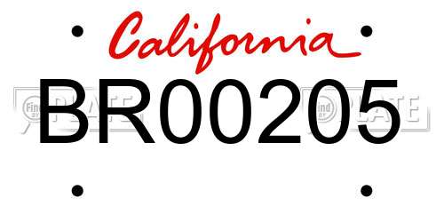 BR00205 California License Plate