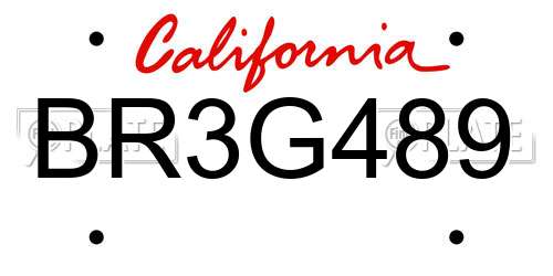 BR3G489 California License Plate