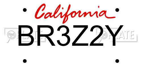 BR3Z2Y California License Plate