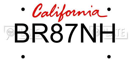 BR87NH California License Plate