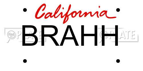 BRAHH California License Plate