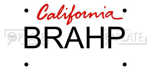 BRAHP California License Plate