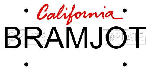 BRAMJOT California License Plate