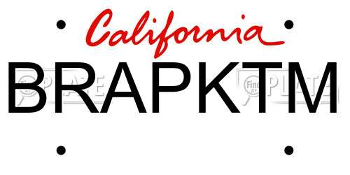 BRAPKTM California License Plate