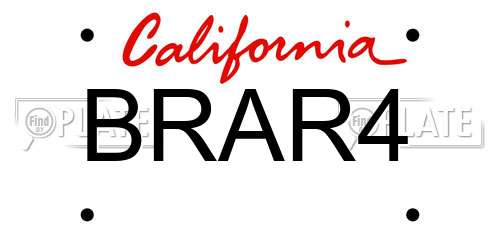 BRAR4 California License Plate
