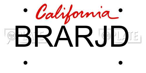BRARJD California License Plate