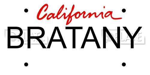 BRATANY California License Plate