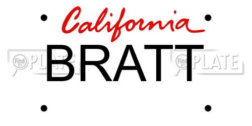 BRATT California License Plate