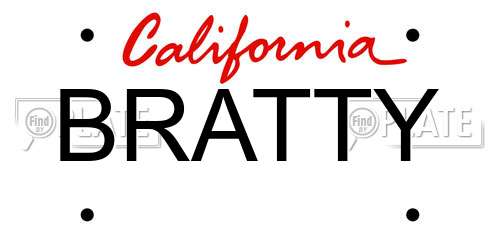 BRATTY California License Plate