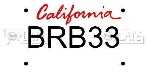 BRB33 California License Plate