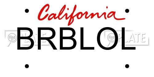 BRBLOL California License Plate