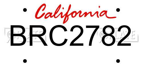 BRC2782 California License Plate