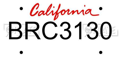 BRC3130 California License Plate
