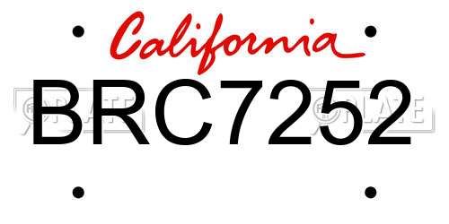 BRC7252 California License Plate