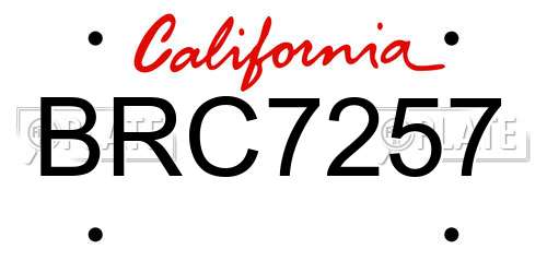 BRC7257 California License Plate