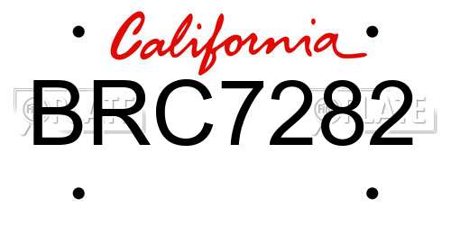 BRC7282 California License Plate