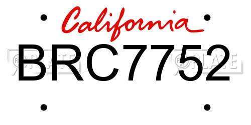 BRC7752 California License Plate