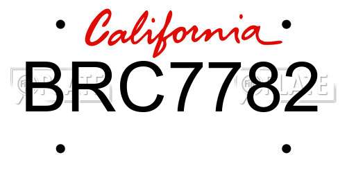 BRC7782 California License Plate