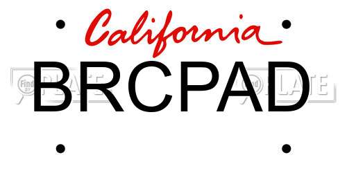 BRCPAD California License Plate