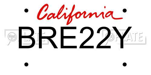 BRE22Y California License Plate